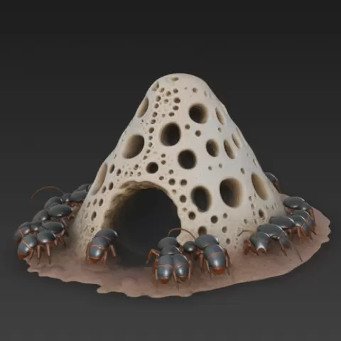 🐜 4 STL/OBJ - ALIEN INSECT HIVE - Termite Mound - Swarm Terrain