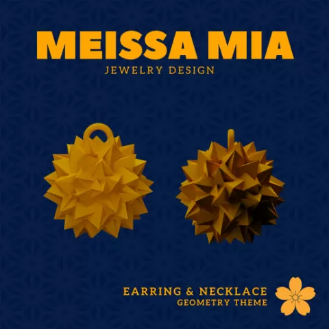 04. Great Inverted Snub Icosidodecahedron – 17. Self-Intersecting Snub Quasi-Regular Polyhedra Earrings & Necklace - Geometric Earring - Sacred Geometry Necklace Fashion Statement