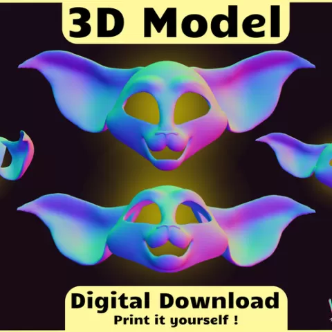 3D Model - Oriental cat fursuit base - STL file - Digital Download - toony feline kitty