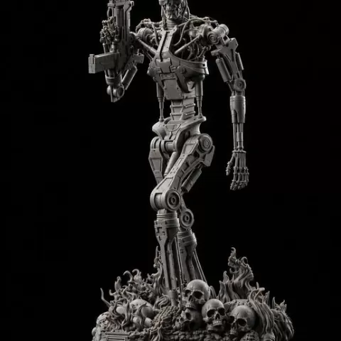 T800 Endoskeleton STL File | Cybernetic Robot Skull Warrior 3D Print Model | Sci-Fi Figure | Fan Art Digital Download