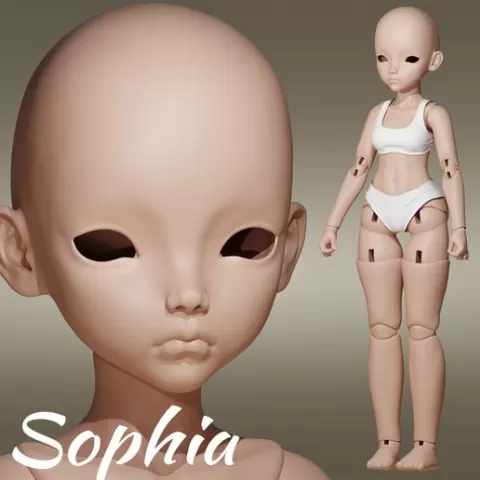 Sophia - 3D printed BJD Doll STL 30 cm | Digital Ball Jointed Doll for 3D Printing | Printable Doll Files | DIY Doll for Customization
