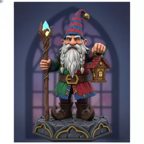 3077 Fairy Tale Gnome - Color Full-Body Figurine on Base, magic, dragon, serpent, wood, gnome, gorgon, warrior, wild, fox, monster, cat, fair, witch, werewolf, horror, beast, snake, troll, skeleton dance