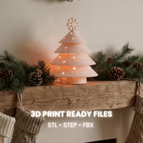Snowflake Topper Christmas Tree - 3D Print Tea Light Holder - Winter Holiday Decor - LED Candle Lantern - Digital Download (Stl, Step, Fbx)