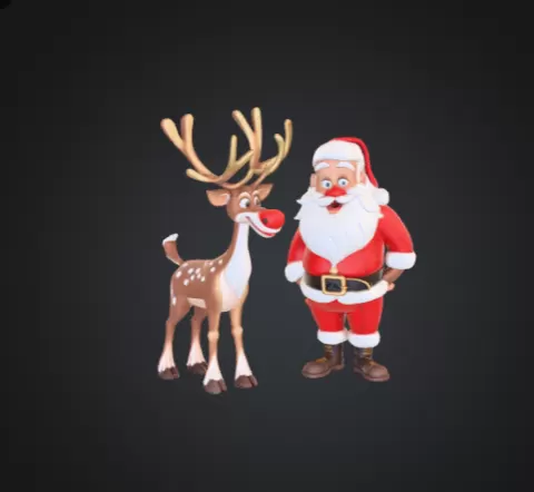 Cartoon Santa & Rudolph