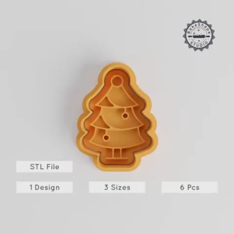 Christmas Tree Cookie Cutter & Stamp Set, Festive Pine Shapes, Perfect for Cookies & Fondant, 3 Sizes S/M/L