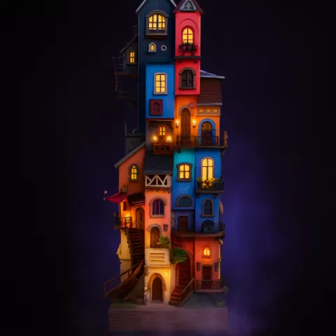 Fantasy Multi-Level House Tower STL