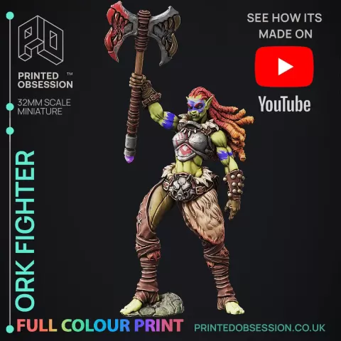 Ork Fighter - Full Colour Miniature - D&D