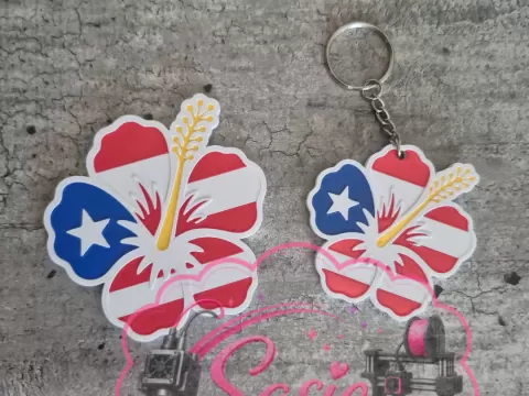 Puerto Rico Flower Keychain & Magnet