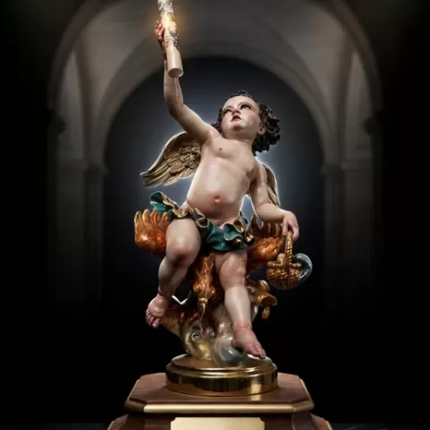 Ángel con Cirio Paso Resurrección Sevilla – Querubín Portador de Luz (Modelo 3D)