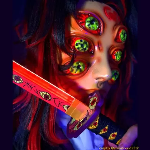 Demon Slayer Kokushibo Mask - Kimetsu No Yaiba Cosplay Anime - Halloween Comic Con