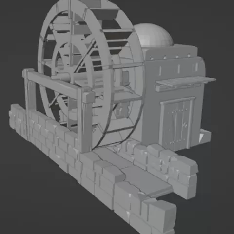Waterwheel. Windmill. Scale compatible with Playmobil