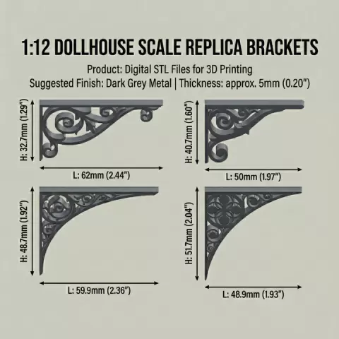 Ornate Filigree Brackets | 1:12 Dollhouse Miniature, Model Railway, Diorama + Lychee Scene by dogpuddle