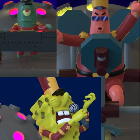 PACK!!! SPONGEBOB SQUAREPANTS, PATRICK STAR AND PLANKTON-BAND GEEKS EPISODE (SWEET VICTORY)-PARTS AND COMPLETE
