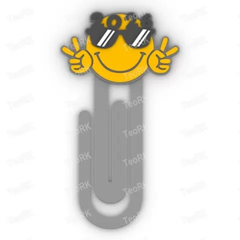 Paperclip Smile, love and peace - Happy 2026 - bookmark - 3MF pre-painted , STL