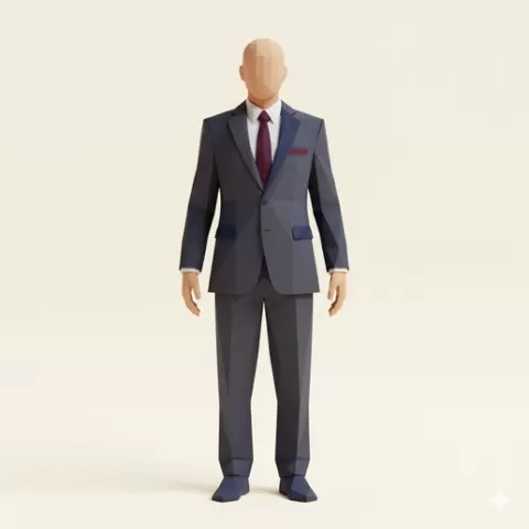 low poly Faceless Man in a suit - Halloween, spooky, scary, horror, creepy, haunted, October 31, trick or treat, pumpkin, jack o’ lantern, jackolantern, ghost, skeleton, skull, zombie, witch, vampire, monster, mummy, Frankenstein 3D Model