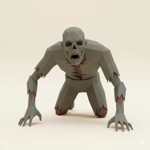low poly Crawling Torso Zombie (half body) - Halloween, spooky, scary, horror, creepy, haunted, October 31, trick or treat, pumpkin, jack o’ lantern, jackolantern, ghost, skeleton, skull, zombie, witch, vampire, monster, mummy, Frankenstein 3D Model