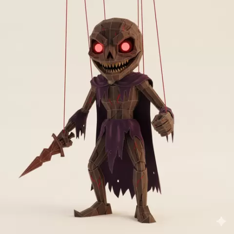 low poly Possessed Marionette puppet - Halloween, spooky, scary, horror, creepy, haunted, October 31, trick or treat, pumpkin, jack o’ lantern, jackolantern, ghost, skeleton, skull, zombie, witch, vampire, monster, mummy, Frankenstein 3D Model