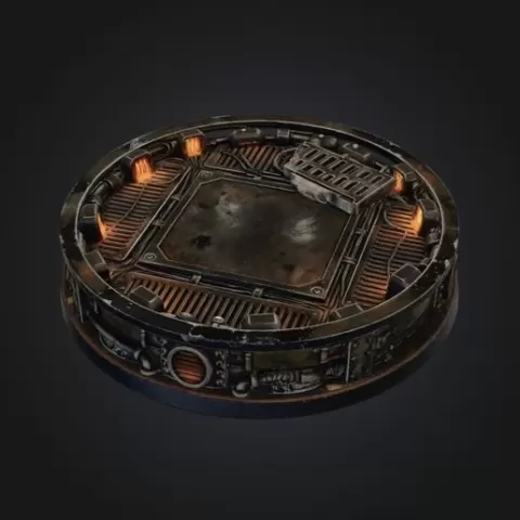 Sci-Fi Industrial Platform Base - Reactor Floor & Warning Lights
