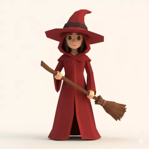 Witch in red robe - Halloween, spooky, scary, horror, creepy, haunted, October 31, trick or treat, pumpkin, jack o’ lantern, jackolantern, ghost, skeleton, skull, zombie, witch, vampire, monster, mummy, Frankenstein 3D Model