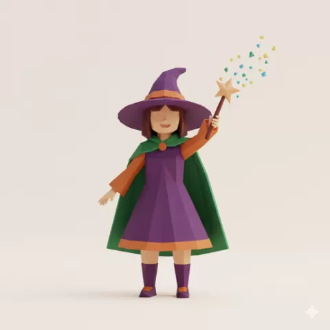 Kid witch wand wave - Halloween, spooky, scary, horror, creepy, haunted, October 31, trick or treat, pumpkin, jack o’ lantern, jackolantern, ghost, skeleton, skull, zombie, witch, vampire, monster, mummy, Frankenstein 3D Model