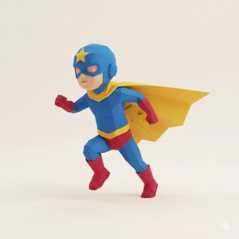 Kid superhero run - Halloween, spooky, scary, horror, creepy, haunted, October 31, trick or treat, pumpkin, jack o’ lantern, jackolantern, ghost, skeleton, skull, zombie, witch, vampire, monster, mummy, Frankenstein 3D Model