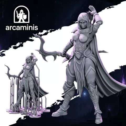 FREE FEMALE ELF ARCHER - DARK ELVES ELF ARMY - 32MM SCALE - FANTASY by ArcaMinis