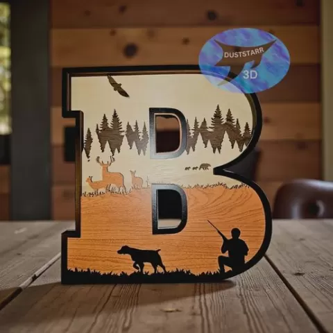 Multilayer Letter B design for laser cutting – SVG files. Perfect for wall art, cabin decor & custom gifts