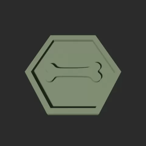 Bone Symbol Hexagon – 3D Printable Game Token