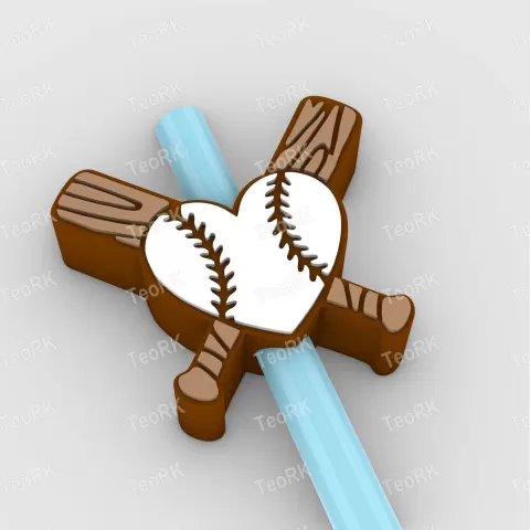 Straw Topper Baseball Love - TeoRk