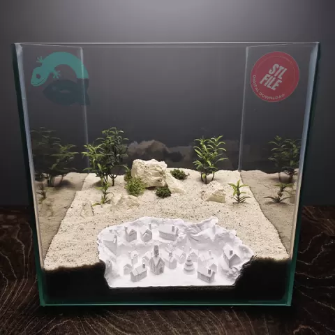 Christmas Aquarium / Terrarium Cave – Xmas Decor Ornament mini festive Holiday Village by Aquireef3D