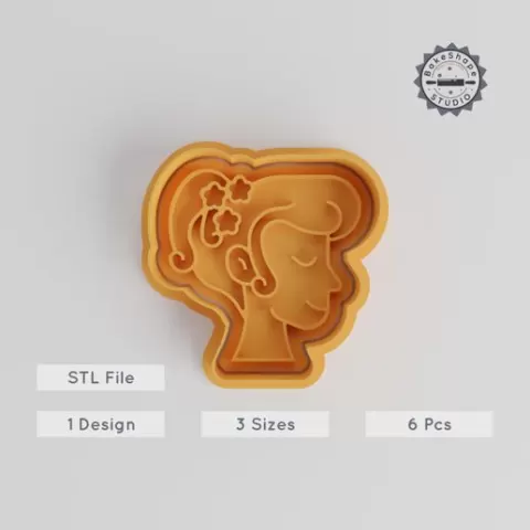 Barrette Shape Cutter & Stamp, Cookie & Fondant Tool, S/M/L Sizes, 6-Piece Set, Wedding Hair Clip Decoration