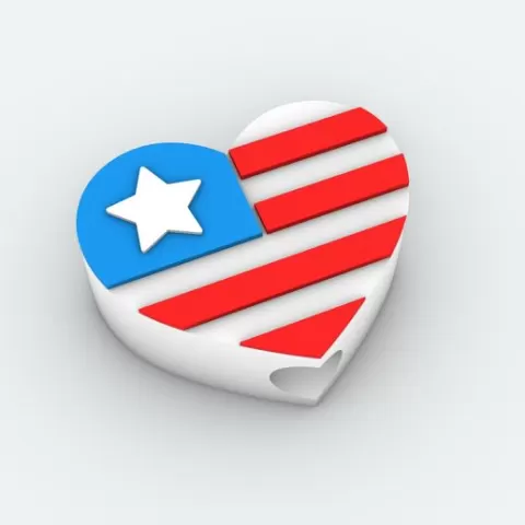 Straw Topper Heart USA 2310121058 Fits Standard & Stanley Straws | STL, 3MF pre-painted