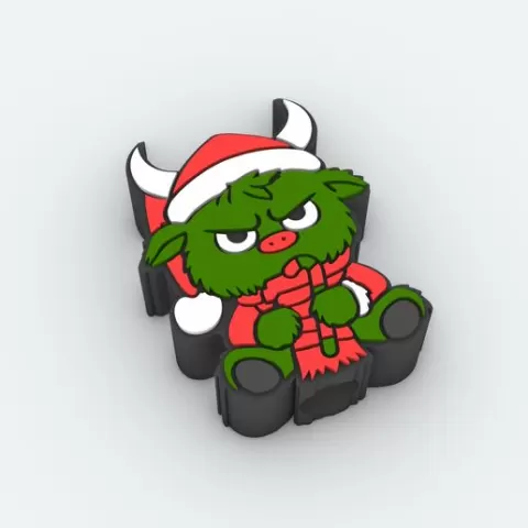 Straw Topper Angry Christmas Angry Christmas Highland cow grinch Fits Standard & Stanley Straws | STL, 3MF pre-painted