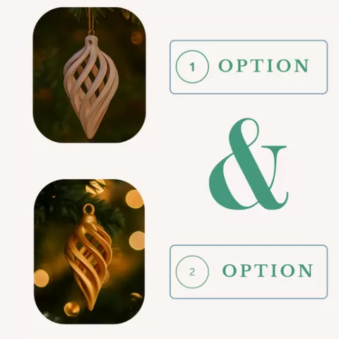 Unique Christmas Bauble Set of 2, Unconventional 3D Printed Ornaments, Quirky Xmas Ball Decor, Alternative Holiday Tree Decorations
