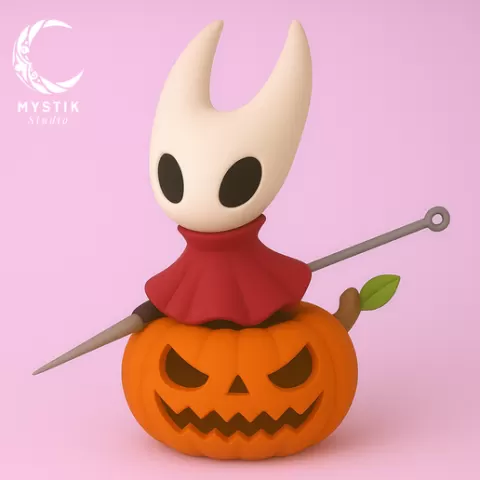 Hornet Halloween Fanart STL | Hollow Knight 3D Printable Figure | Cute Pumpkin Edition