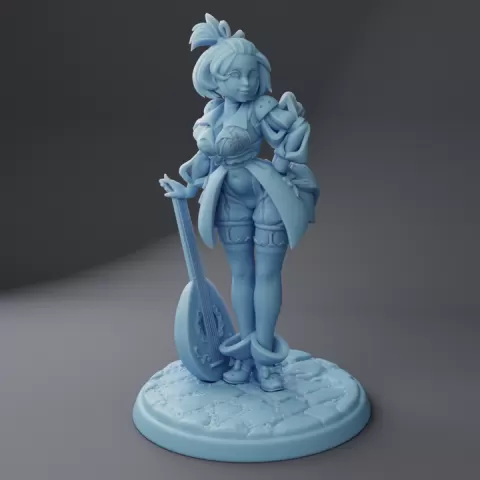 Kezie the Bard ( Female Bard / Lady Human Bard with Lute ) by Twin Goddess Miniatures