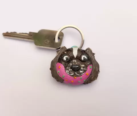狗狗甜甜圈钥匙扣挂件 - 史宾格犬可爱饰品 - Jadeandherbrush