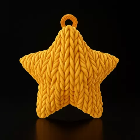 Knitted Star Ornament | Knitted Texture Star | Cozy Yarn Look Star Decor | Unique Christmas Tree Ornament | Modern Home Decoration
