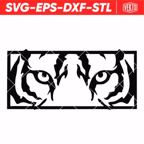 Tiger Wall Art - Tiger Wall Art SVG DXF EPS STL - Decorative Animal Design for Laser, 3D Print, Vinyl & Paper Projects
