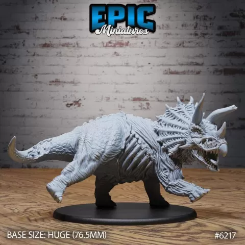 Zombie Triceratops Rush / Undead Dinosaur Mount / Ancient Horned Creature / Dino World Beast / Jurassic Monster / Horror Graveyard Encounter by Epic-Miniatures