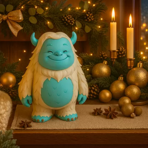 Cozy Christmas Yeti – Cute Winter Monster Figurine for Holiday Home Décor