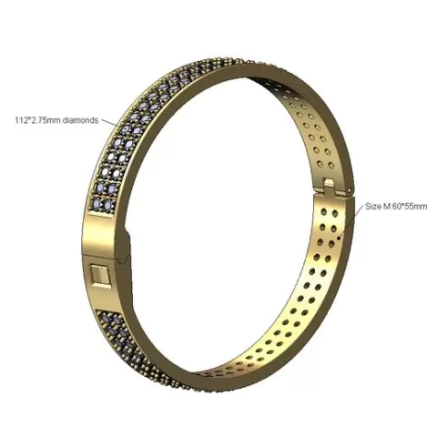 Iced diamond flexture clasp bracelet bangle 3D print model