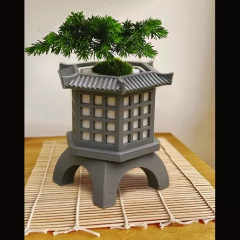 tōrō japanese stone lantern - planter pot, flower, plant, pen holder, vase - zen garden