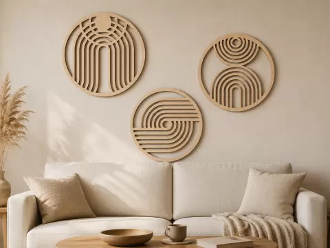3-teiliges Boho Wandkunst Set|Moderner Skandi stil