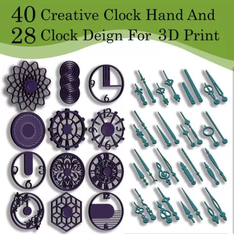40 creative clock hand and 28 clock face designs for 3dprint