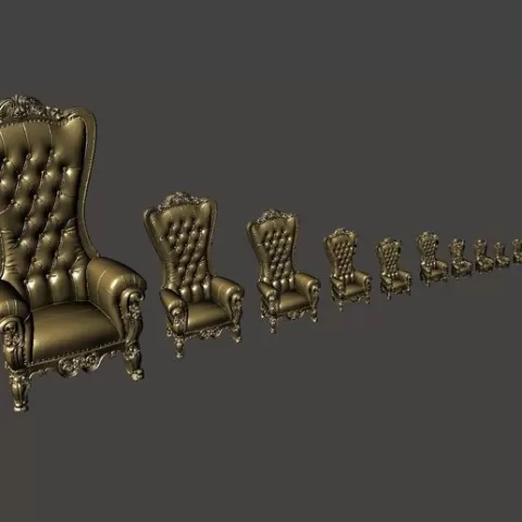 Luxury throne for dioramas 1/6 1/16 1/35 1/72 1/76 HO 1/87.1 O 1/48 G 1/12 1/24 1/32 28mm 1/56 scales
