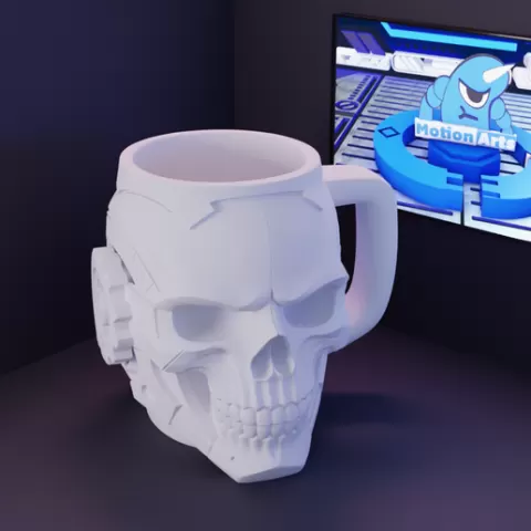 Cyborg Skull Mug