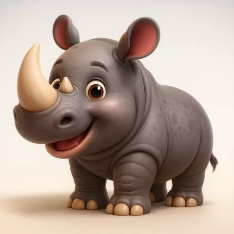 Cute Baby Rhino – 3D Printable Cartoon Animal Figurine STL