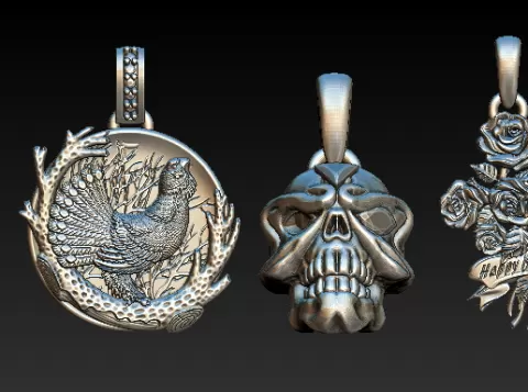 Nature & Spirit 3D Pendant Collection – Animal, Skull, Floral & Festive Jewelry Models