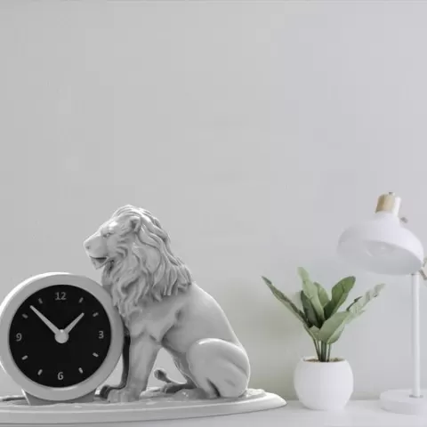 Lion desk clock